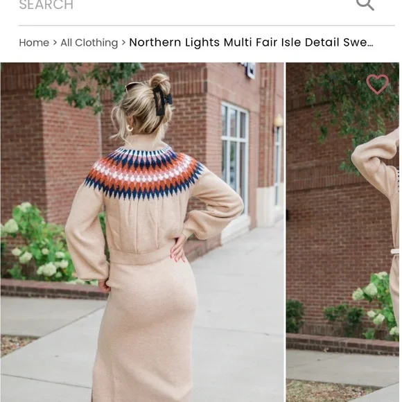 Fair Isle Knit Sweater Dress - Picture 3 of 3